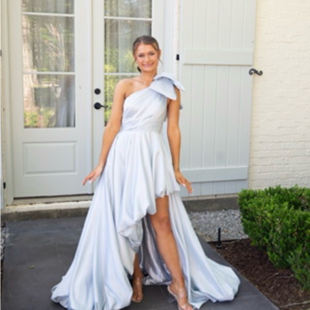 Mac Duggal One-Shoulder Light Blue Gown